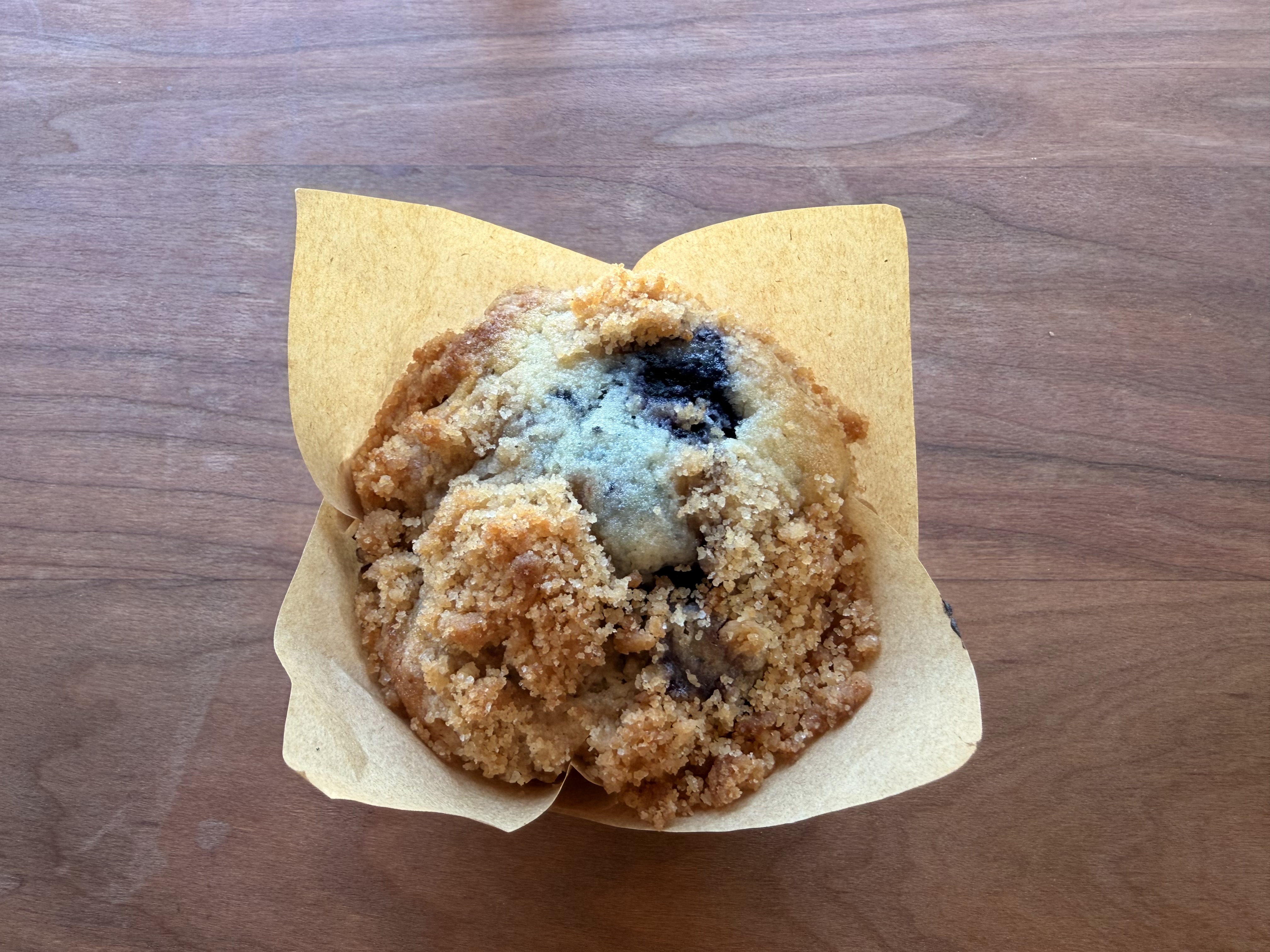 Blueberry muffins with big domed tops