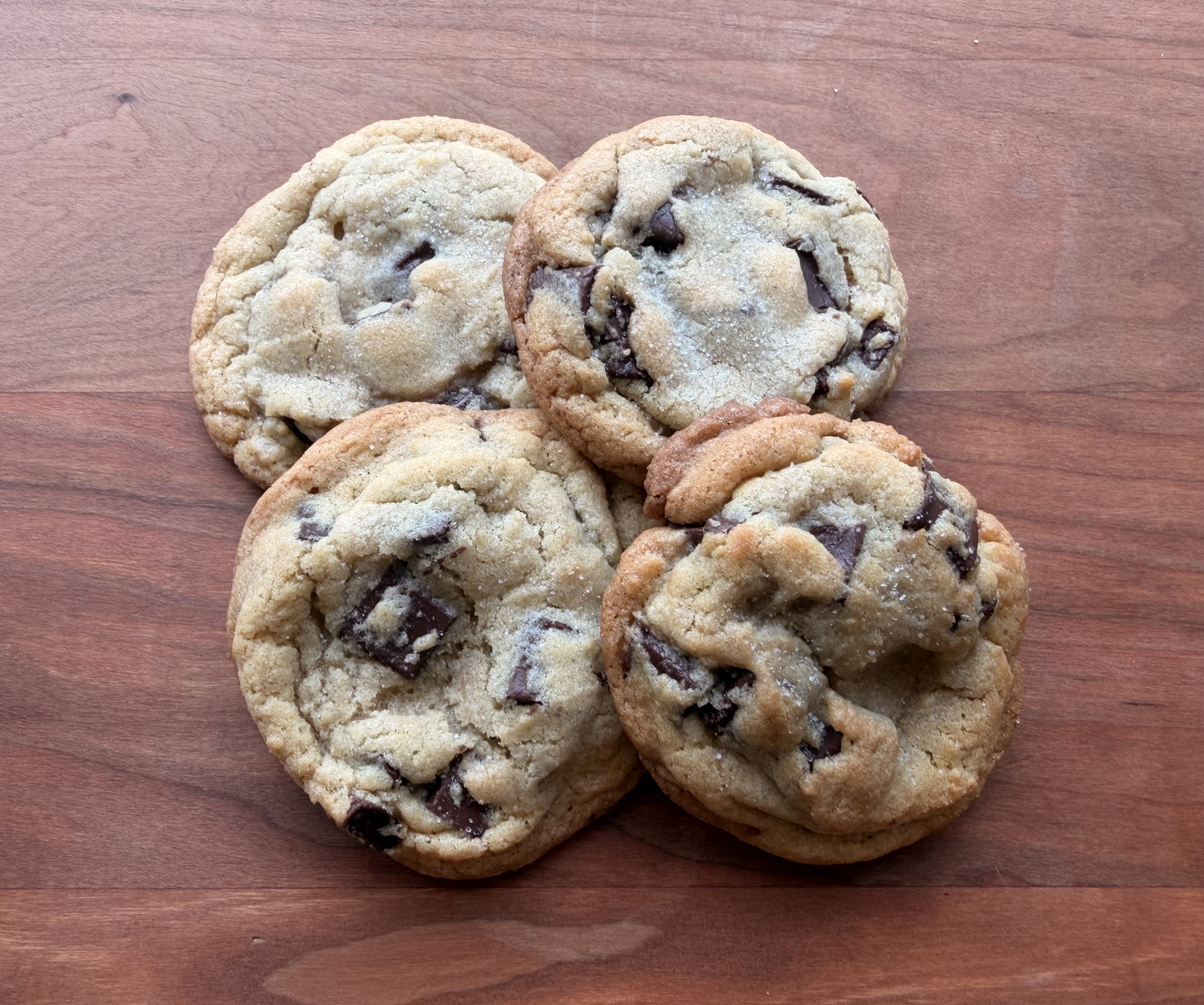 A stack of chocolate chip cookies