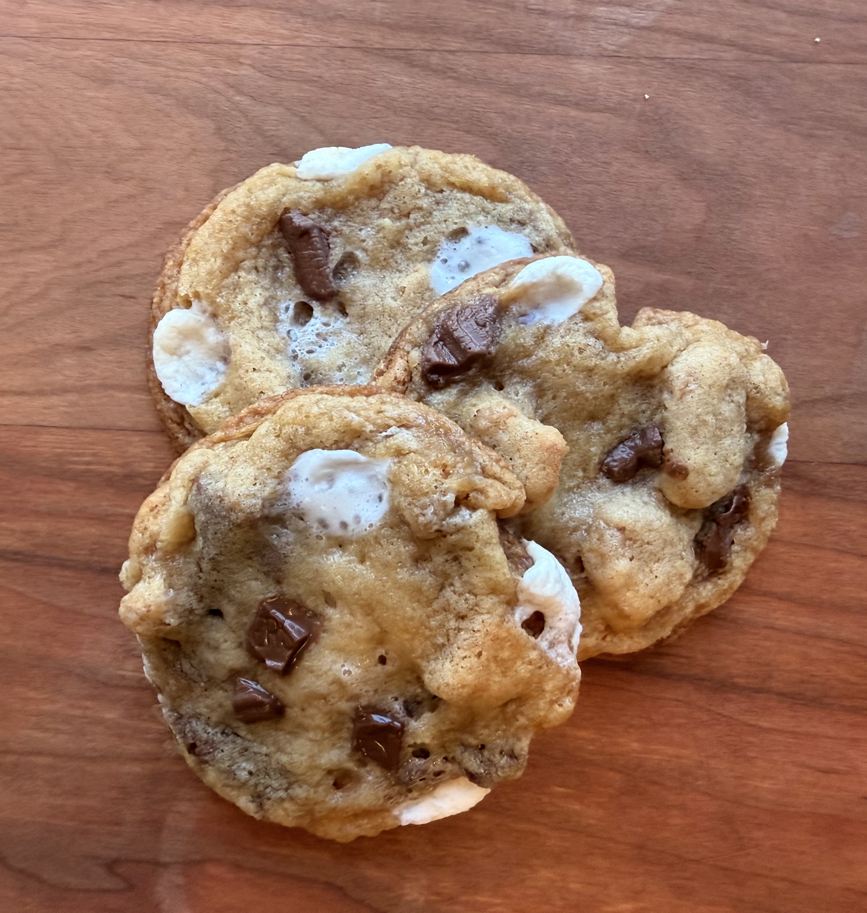 S'mores cookies with gooey marshmallow and chocolate